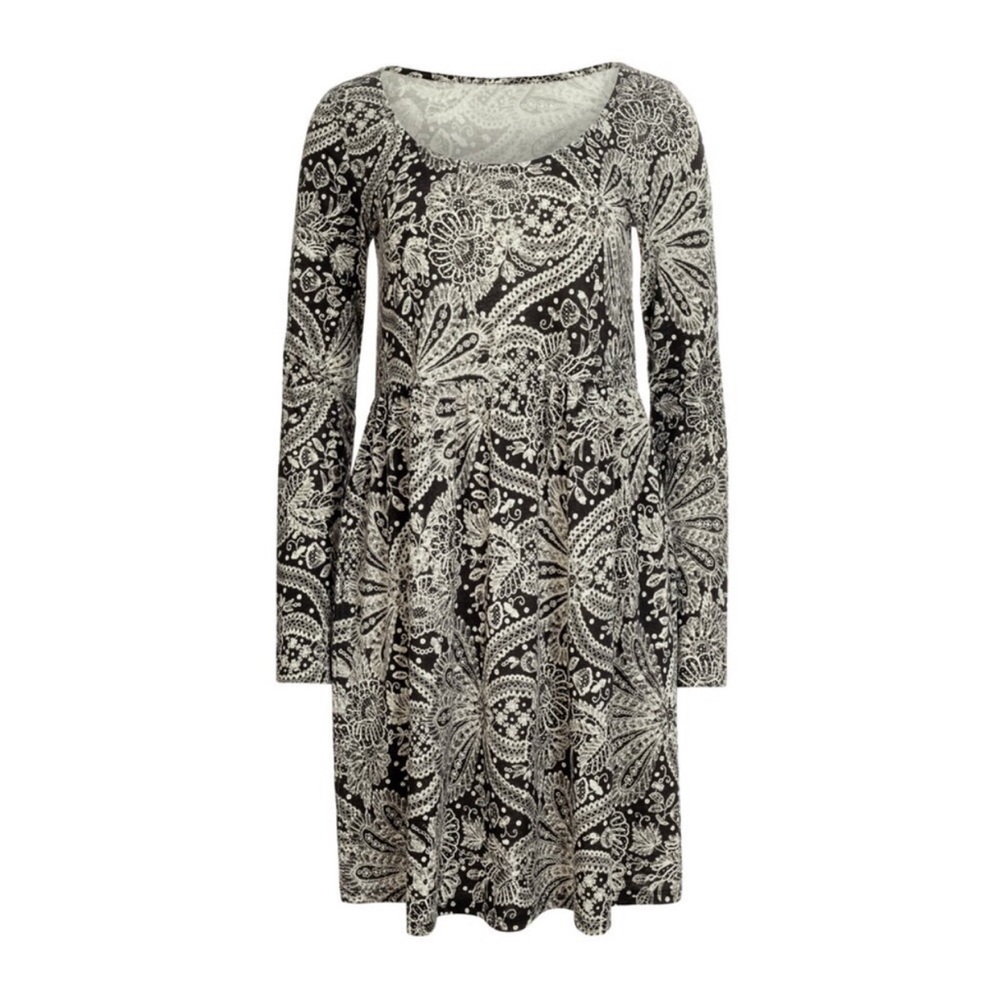 PERUVIAN CONNECTION Cotton Midnight Lacemaker Dress Paisley Babydoll Long Sleeve